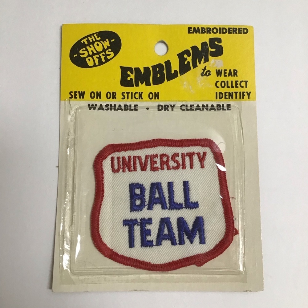 1970's Embroidered Patch UNIVERSITY BALL TEAM The Show Offs Sewing NEW Vintage